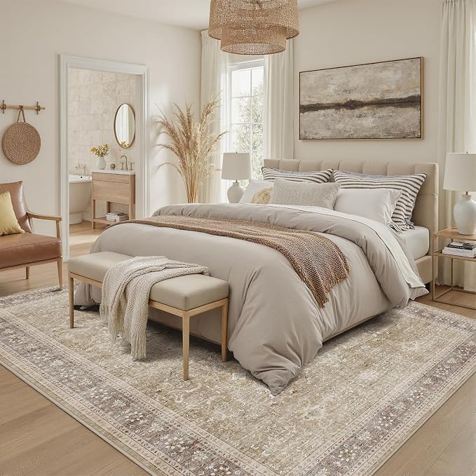 DCX Beige and Taupe 5x7 Rug, Kid & Pet Friendly - Image 3