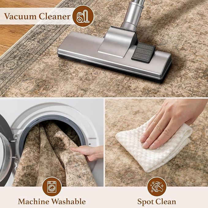LIANLAM 5x7 Washable Area Rug, Vintage Boho Traditional Pattern, Non-Slip Stain - Image 6