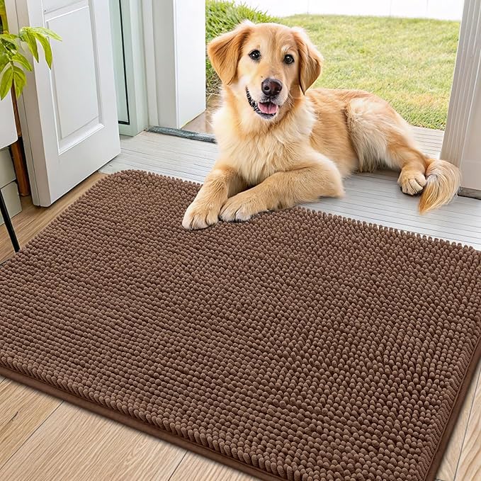Smiry Dog Door Mat for Muddy Paws 36x24, Absorbent Dirt Trapper, Non-Slip by Smiry