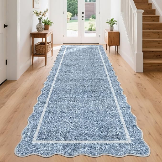 GarveeHome Scalloped Washable Kitchen Runner Rug 2x8, Non Slip Boho Soft by GarveeHome