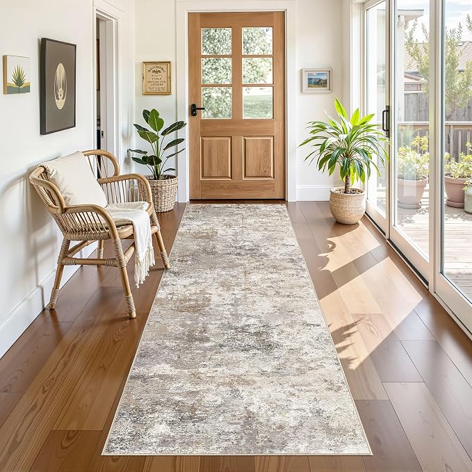 UERMEI 3x8 Washable Runner Rug for Hallway, Non Slip Low Pile Kitchen Carpet by UERMEI