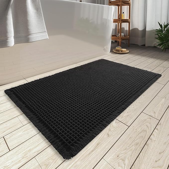 AMOAMI Upgraded Waffle Bath Mat, Super Absorbent Non Slip Bath Mats by AMOAMI