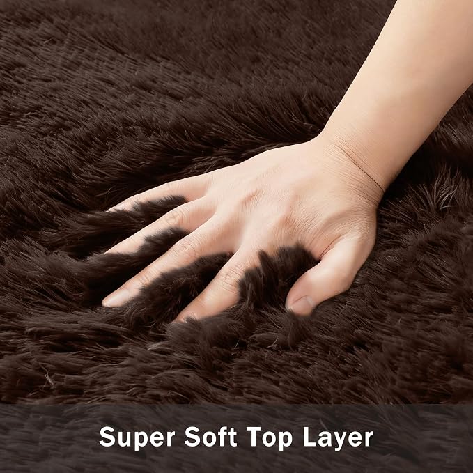 8x10 Area Rug for Living Room:Ultra Soft Fluffy Shag Brown Rugs, Large Fuzzy - Image 8