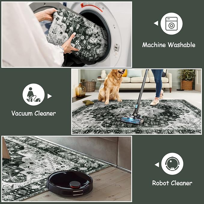 Moynesa Ultra-Thin Washable Vintage Area Rug - Image 3