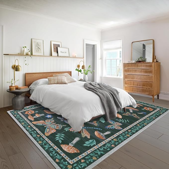 Mushroom 9x12 Rug for Living Room Non Slip Washable 9 x 12 Rug for Bedroom - Image 3