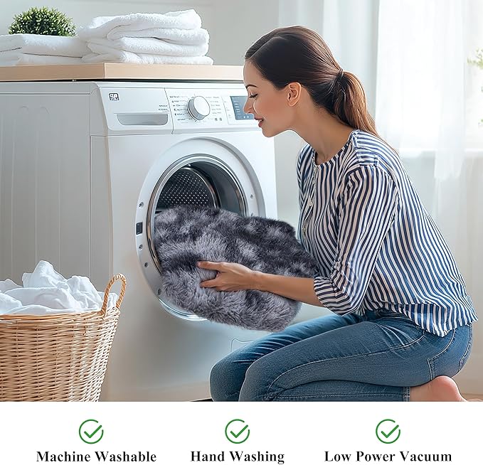 KICHOWUA 5x8 Dark Grey Fluffy Shag Rug - Image 6