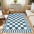 GarveeHome Blue and White Checkered Rug, Washable 3x5 Rug Non Slip by GarveeHome