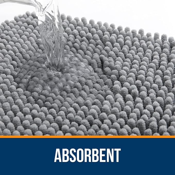 OLANLY Bathroom Rugs 32x20, Extra Soft Absorbent Chenille Bath Rugs, Rubber - Image 4