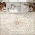 Area Rugs 9x12 Vintage Rug: Large Washable Living Room Rug Retro Medallion by MXSANYOORUG