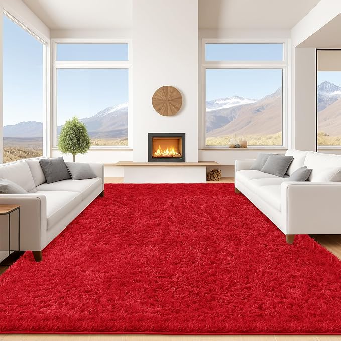 9x12 Red Area Rugs for Living Room, Large Fluffy Shag Rug for Bedroom Nursery by Unknown