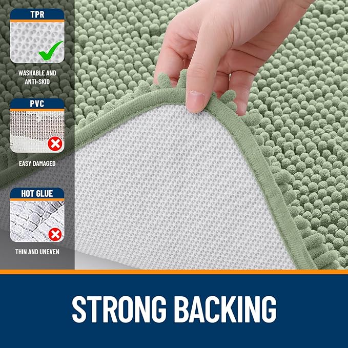 OLANLY Bathroom Runner Rugs 44x24, Soft Absorbent Chenille Bath Rugs, Rubber - Image 6
