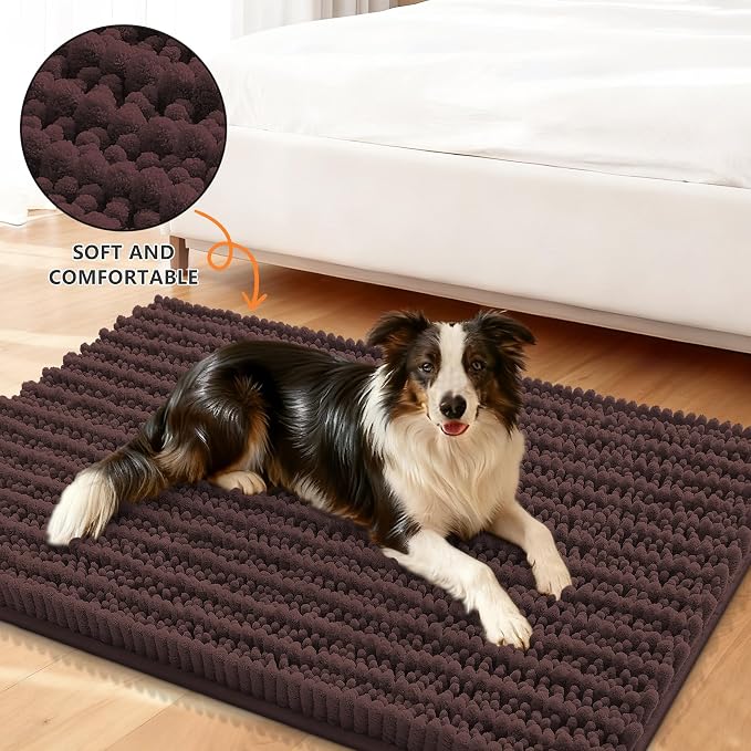 Smiry Dog Door Mat for Muddy Paws 40x32, Absorbent Dirt Trapper, Non-Slip - Image 2