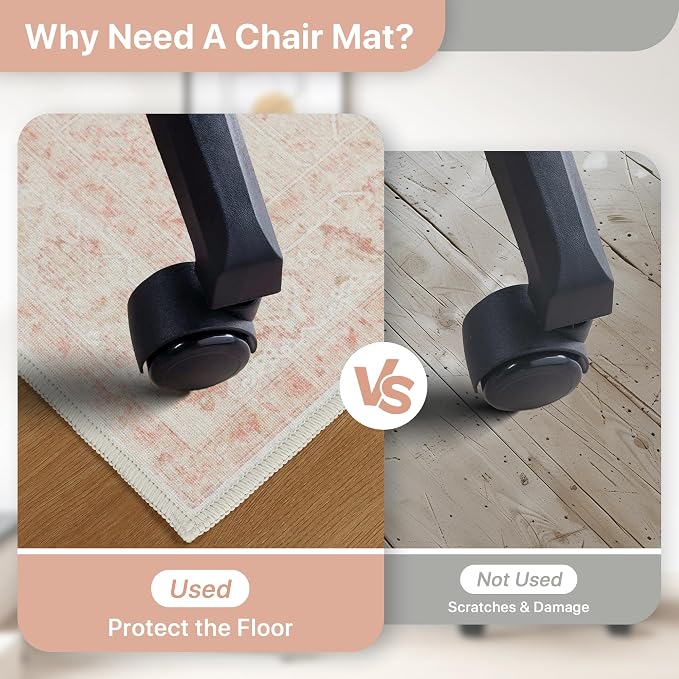 36"x48" Office Chair Mat for Hardwood Tile Floor, Under Desk Carpet Protector - Image 4