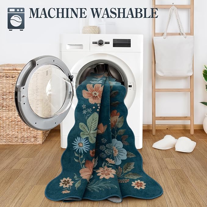 Lahome Floral Washable Runner Rug, Boho Ultra-Thin Kitchen Runners - Image 4