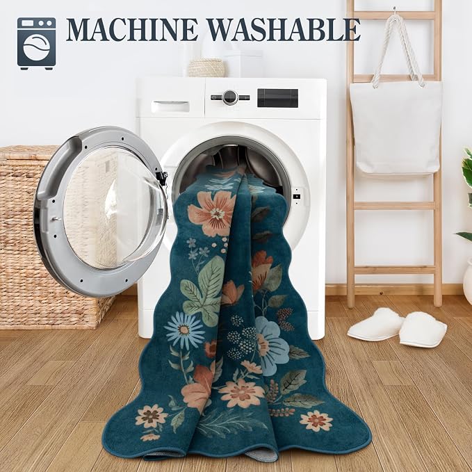 Lahome Floral Machine Washable Rug, 3x5 Rug Non Slip Soft Bedroom Rugs - Image 4