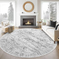 Soalmost 6x6 Grey Round Rug 6ft Living Room Circle Rug Gray Vintage Round Area by Soalmost