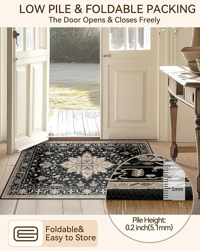 RELEANY Area Rugs Runner 2'x6' Washable Non-Slip, Floral Vintage Distress - Image 7
