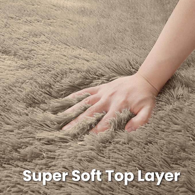 Gray Camel Round Fluffy Rug 6ft, Soft Bedroom Circle Rugs Mats - Image 6