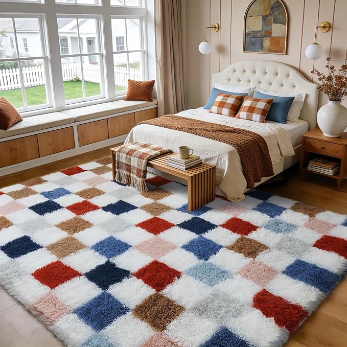 Large Shag Area Rug for Bedroom Living Room, 9x12 Fluffy Soft Colorful - Image 3