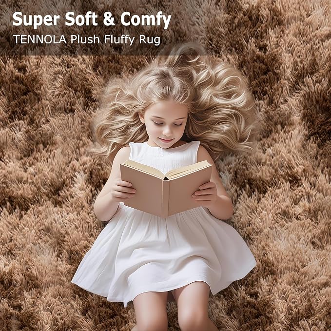2x6 ft Soft Brown Runner Rugs for Bedroom Living Room Plush Fluffy Rug Shag Rug - Image 9