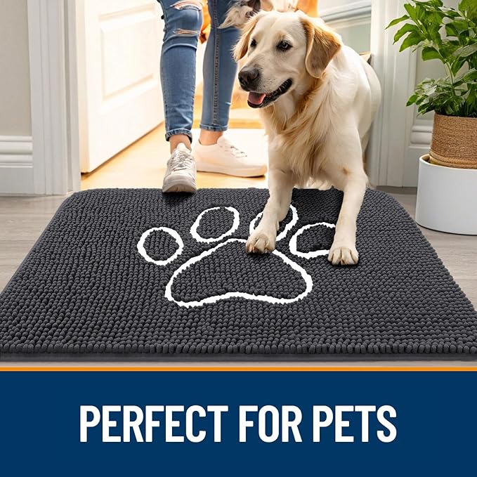 OLANLY Dog Door Mat for Muddy Paws 44x24, Paw Print Design, Absorbs Moisture - Image 6
