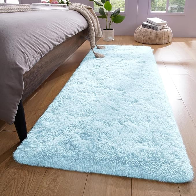 YJ.GWL Runner Rugs for Hallway, 2x4 Washable Small Light Blue Bedside Rugs for by YJGWLHomeDecor