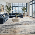 Toneed Abstract Area Rug 7x9 Modern Washable Rug Soft Non Slip Rug Low Pile by Toneed