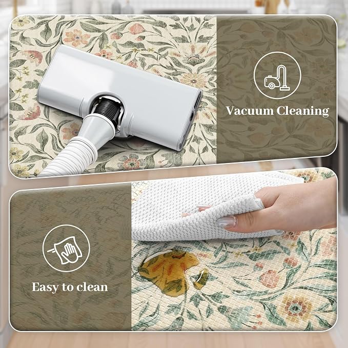 KIMODE Anti Fatigue Mats for Kitchen Floor 20"x47"+20"x32", Boho Farmhouse - Image 5