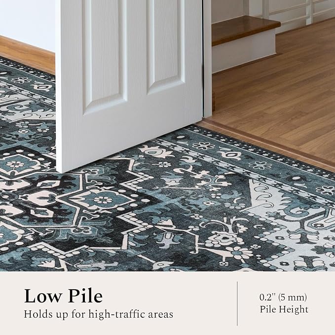 Rugflix 3x5 Area Rugs Machine Washable, Dark Navy Blue Carpet - Image 3