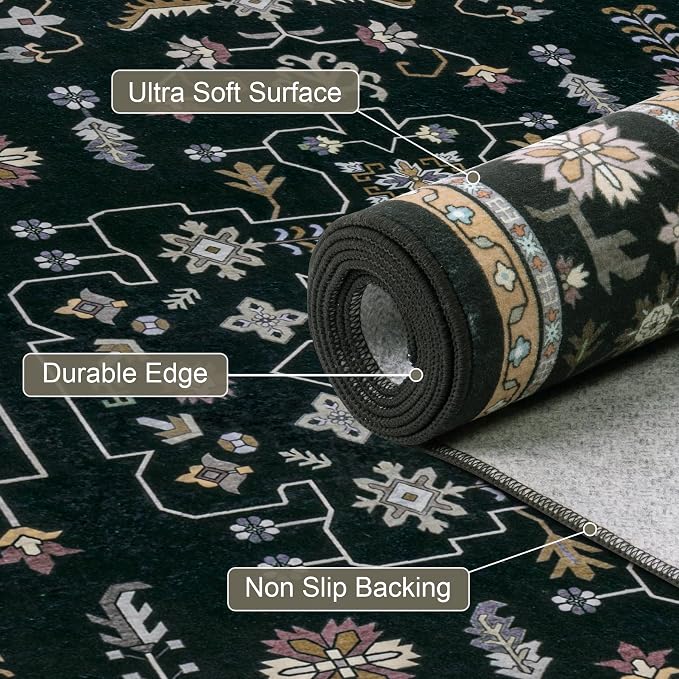 Round Area Rug for Living Room: 6ft Washable Vintage Boho Soft Thin Circle Rug - Image 6