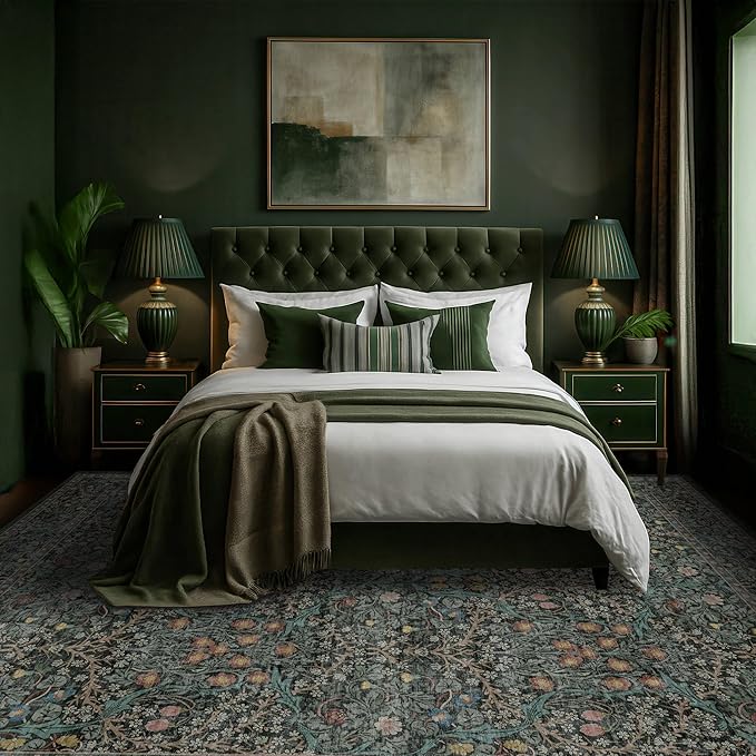 Washable Dark Green 10x12 Rug for Living Room - Image 5