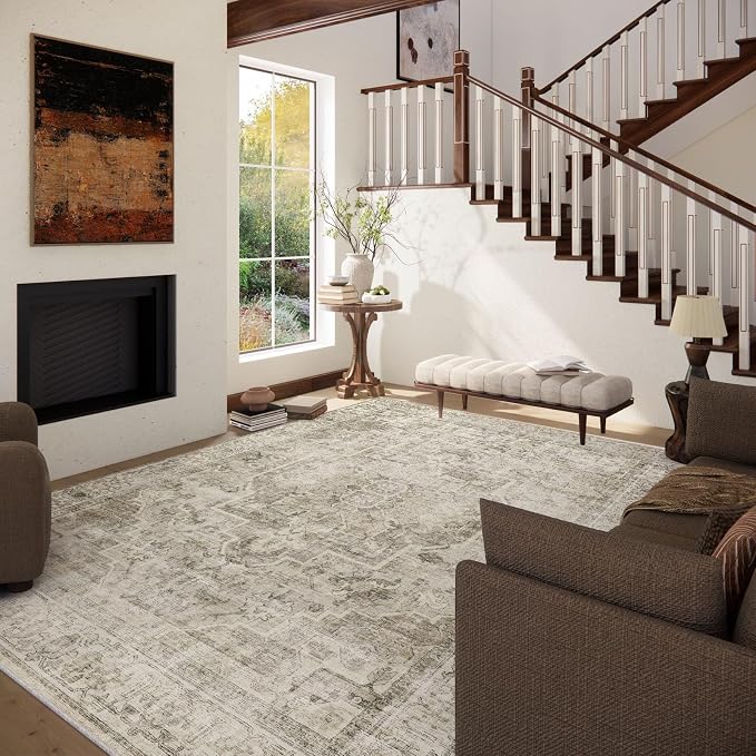 Washable Area Rugs for Living Room: 5x7 Bedroom Area Rugs Boho Vintage Rugs - Image 3
