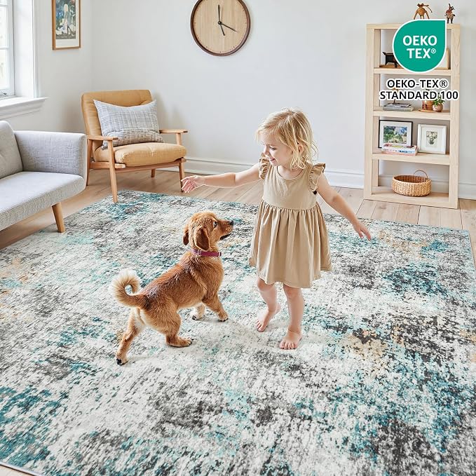 Area Rugs 10x14 Living Room: Large Soft Washable Rug Modern Abstract Anti-Skid - Image 4