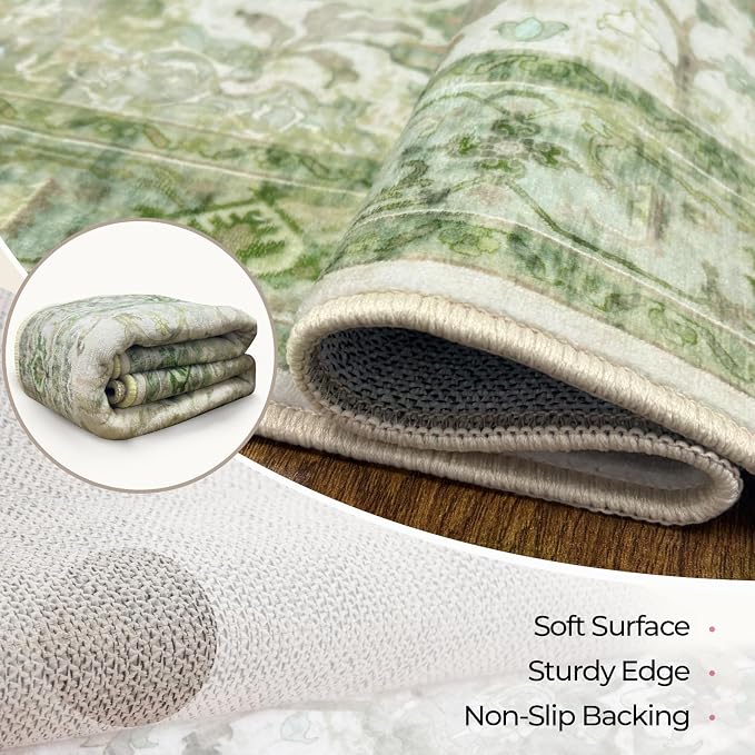 CAPALOCA Machine Washable Rugs Nursery Rug Cute Girl Non Slip Low Pile Water - Image 4