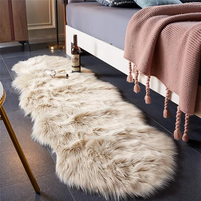 EasyJoy Ultra Soft Fluffy/Fuzzy Shaggy Area Rug Faux Fur Chair Cover Seat Pad by EasyJoy