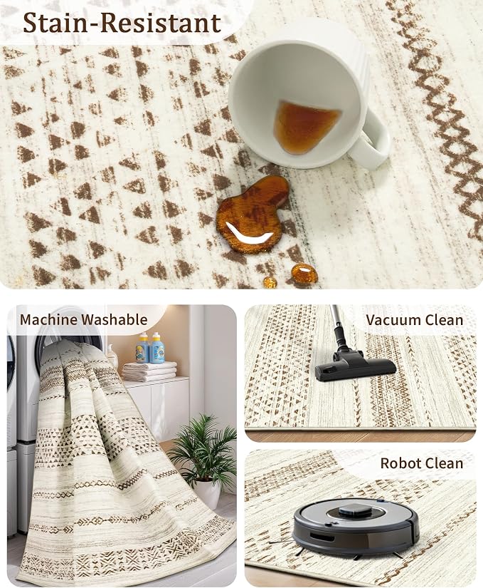 Miukiki 10x14 Area Rugs for Living Room Moroccan Washable Rugs Non Slip Indoor - Image 4