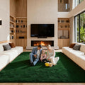 Area Rugs 9x12 Living Room, Large Fluffy Dark Green Rugs by Unknown