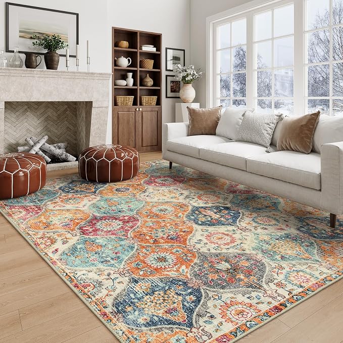 Lahome Moroccan 5x8 Area Rug, Ultra-Thin Washable Rugs by Lahome