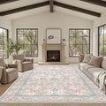 Rugxara 8x10 Pink Rugs for Bedroom Girls, Floral Washable Rug, Boho Area Rug by Rugxara