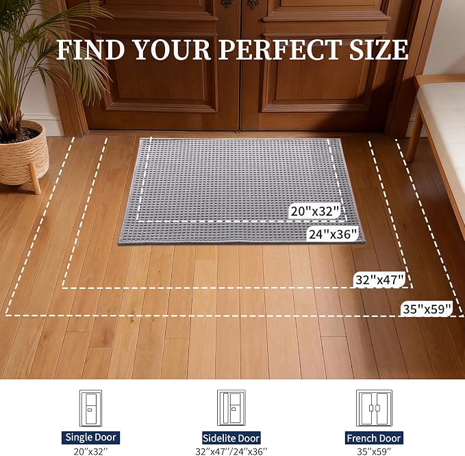 YIHOUSE Indoor Door Mat 24" x 36", Non-Slip Washable Entryway Mat, Dirt Trapper - Image 2