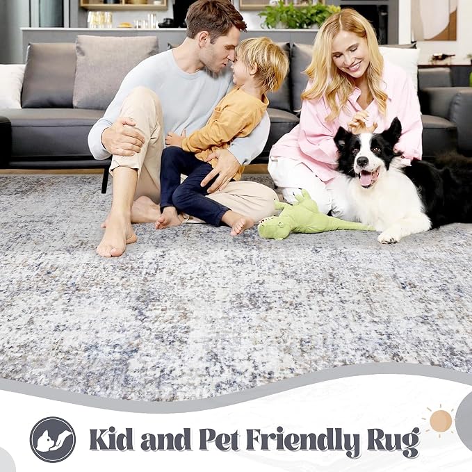 XLUEZ 5x7 Area Rugs for Living Room, Washable Modern Abstract Large Area Rug - Image 3