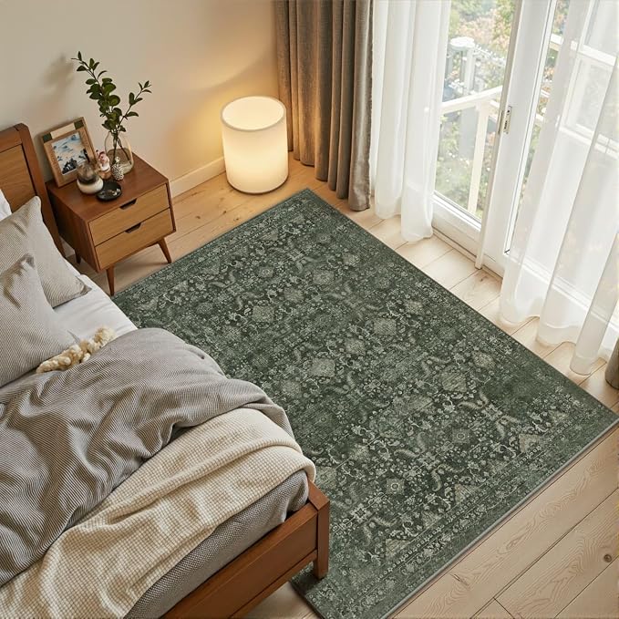 Rugxara 3x5 Rug for Entryway Bedroom, Vintage Retro Boho Throw Rug, Non Slip & - Image 2