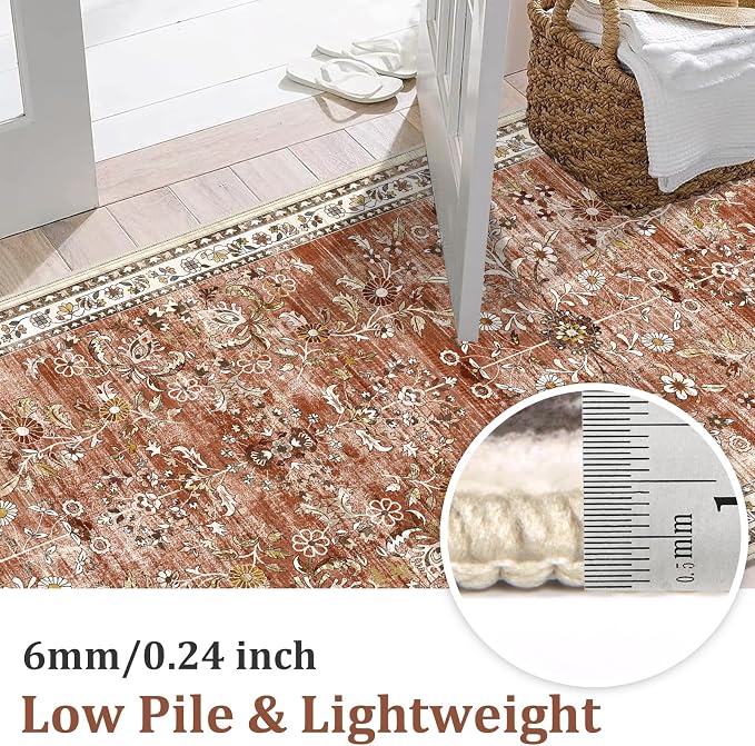 Yamaziot Washable Runner Rug 2x6 – Non Slip Boho Floral Hallway Runner Rug - Image 3