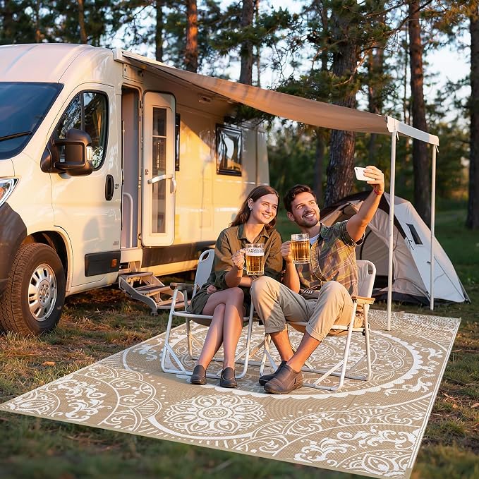 Pauwer Waterproof Outdoor Rug 6x9, Reversible Plastic Straw Patio Camping Rug - Image 6