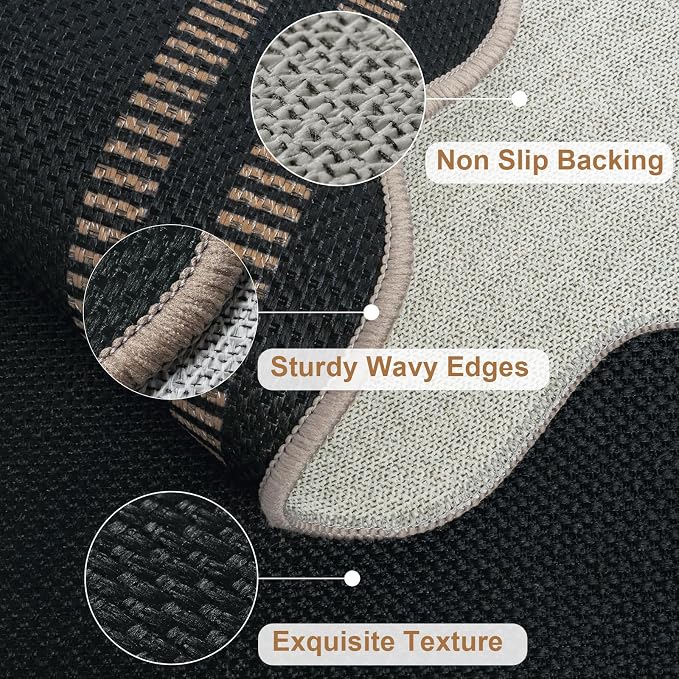 Modern Easy Jute 3x5 Outdoor Patio Rug, Farmhouse Neutral Non Slip Carpet - Image 4