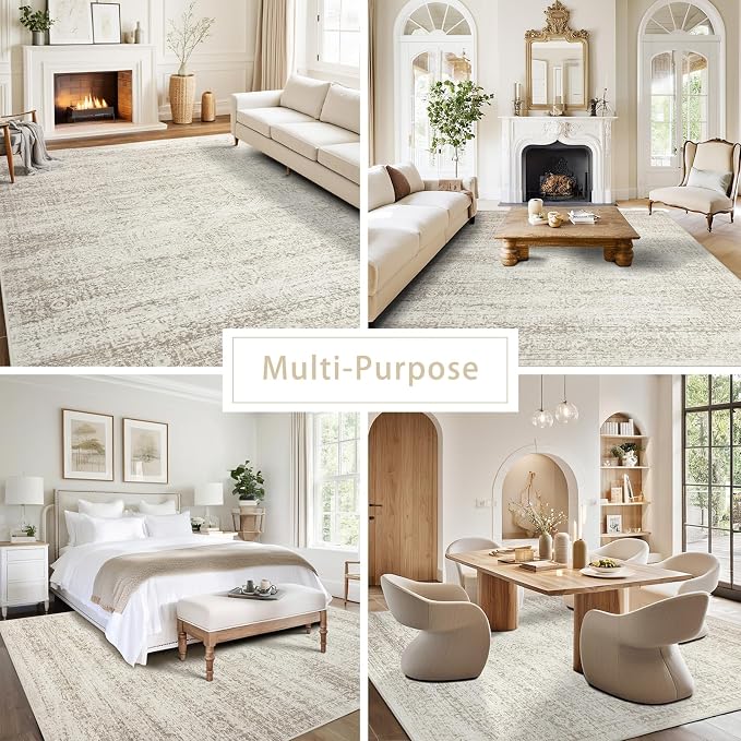 Srugn Washable Area Rug for Living, Bedroom & Dining Room, Ultra Soft Faux Wool - Image 5