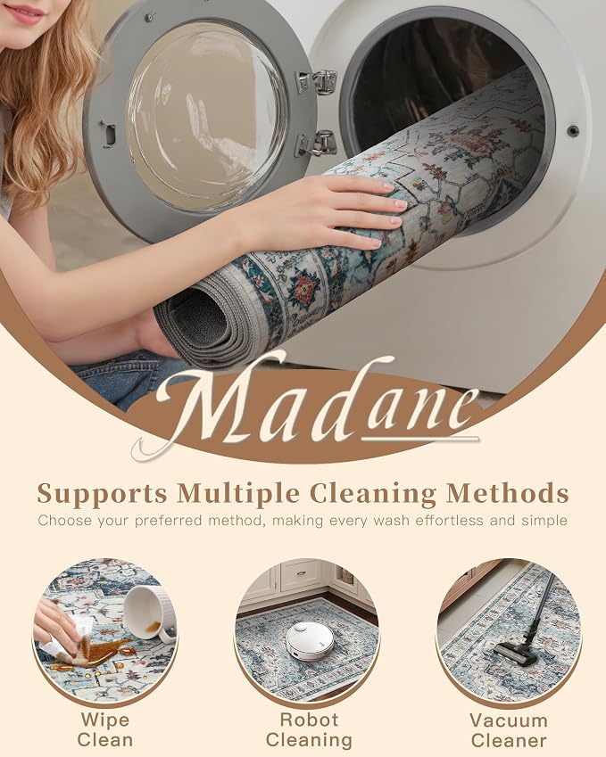 Madane Washable Rug 8x10 Area Rugs - Image 9