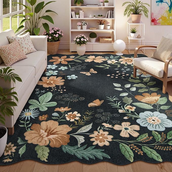 Lahome Floral Washable Rugs 8x10, Soft Ultra-Thin 8x10 Rugs by Lahome