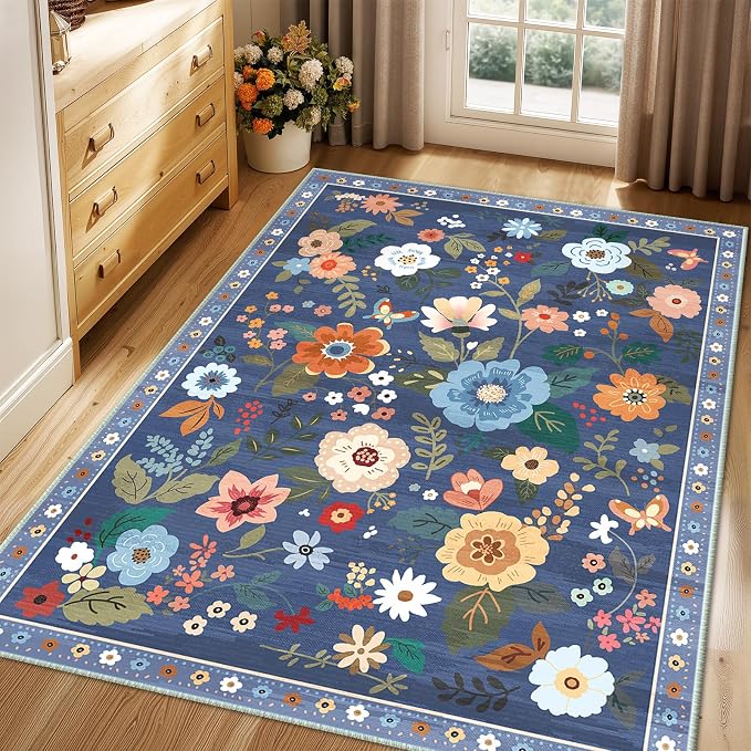 RELEANY Floral 3x5 Area Rugs Washable Print Boho Cute Carpet Non Slip Flower - Image 9