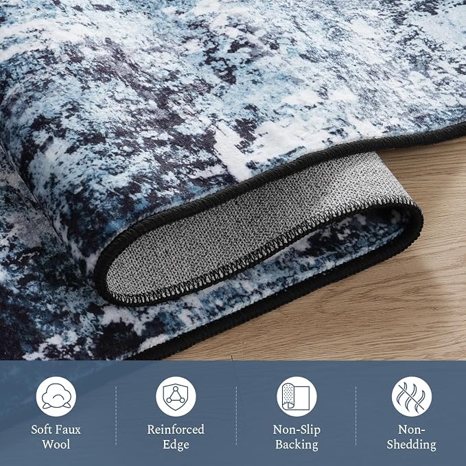 Rugflix 5x8 Area Rugs for Living Room, Washable Large Rug Stain-Resistant Low - Image 7
